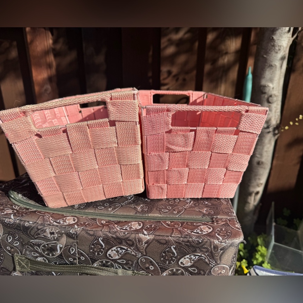 T.J.Maxx Pink Woven Storage Baskets